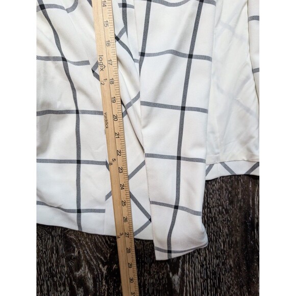 Lane Bryant Blazer Womens 28 White Black Windowpane Open Front Draped Mb - Picture 9 of 9